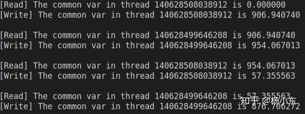 Mutex-protected shared-variable output.